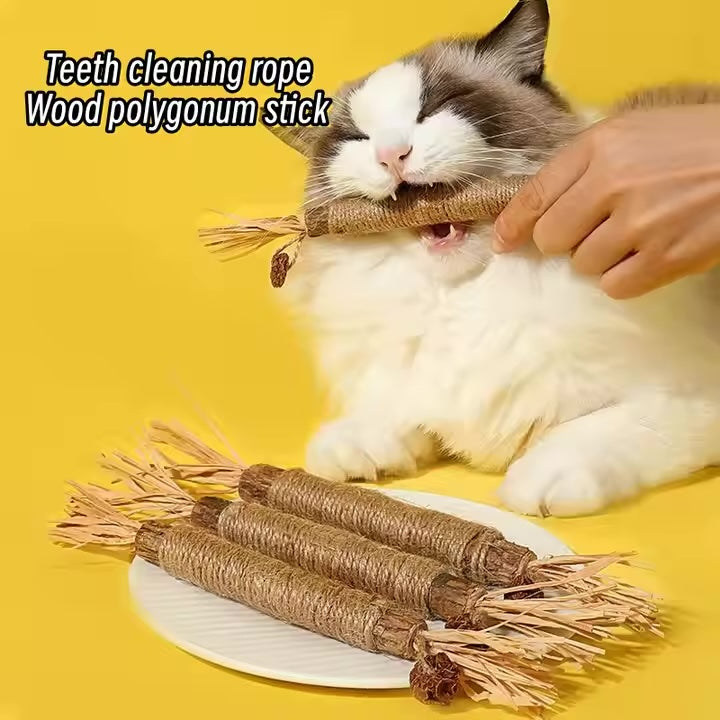 Nature’s Delight Organic Catnip & Silvervine Balls 100% Natural Cat Silver Catnip Rattan Dental Care Mix StickKitten Mint Tooth Cleaning Stick Cat Chew Stick Toys