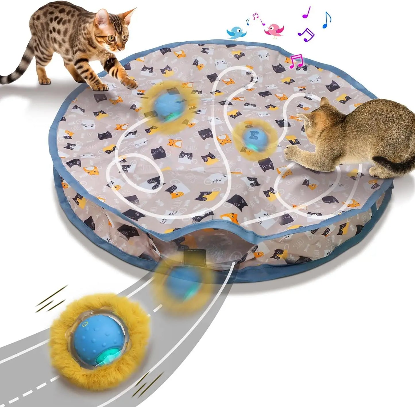 New Arrival Motion Activated Chirping Cat Toy Ball Hunting Cover Play Mat Christmas Interactive Toys for Cats to Play