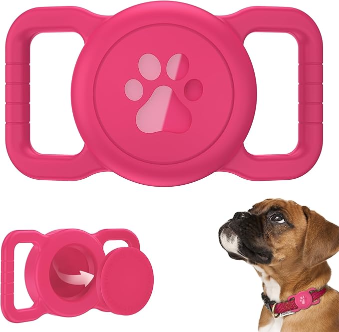 Airtag Dog Collar Holder Waterproof Silicone Full Body Covered Anti-Lost Protective Air Tag Holder for Pet Collar