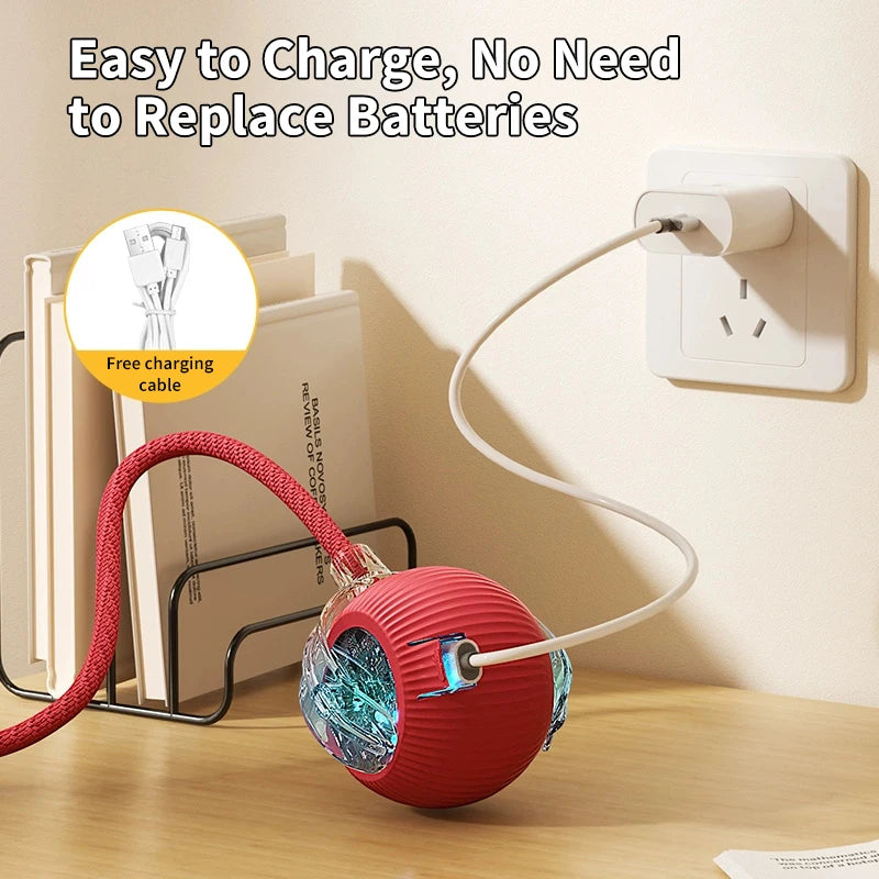 Speedy Ball with Tail Cat Toy, Smart Interactive Toys for Bored Indoor Cats, Automatic Rolling Ball 2.0 Enrichment, Turbo Electric Self Moving Flying 3.0, Electronic Rollie Pet Chase Games