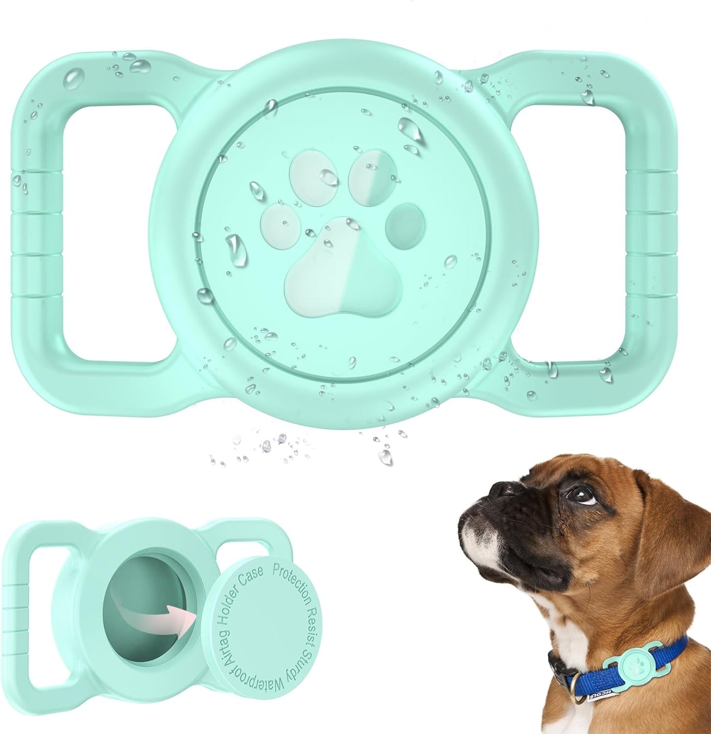 Airtag Dog Collar Holder Waterproof Silicone Full Body Covered Anti-Lost Protective Air Tag Holder for Pet Collar