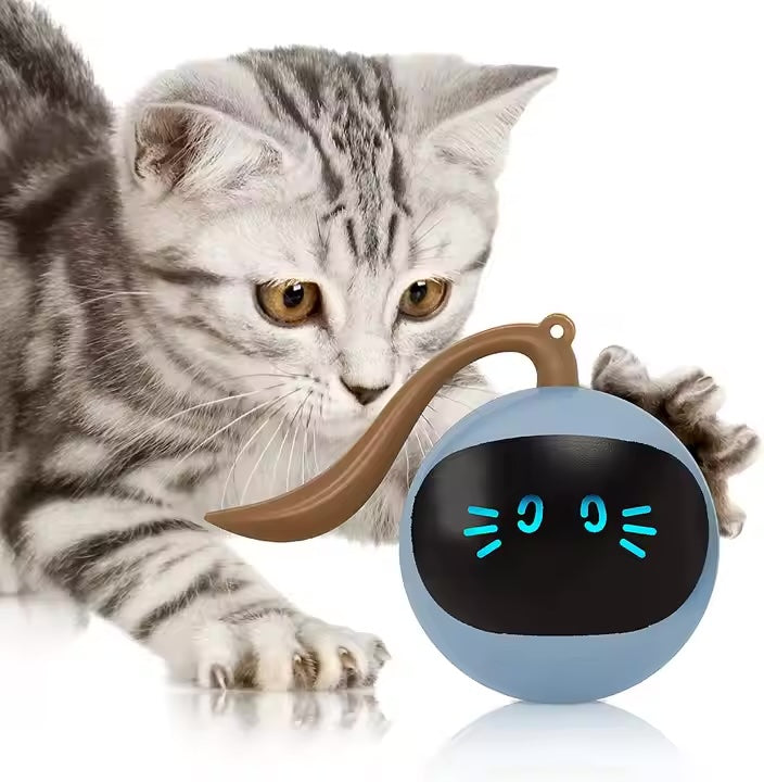 Glow & Go –The Smart Interactive Cat Ball Interactive Cat Ball Toys Fun Tracker USB Automatic Moving Rolling Chase Ball with Tail Smart Cat Playing Toy