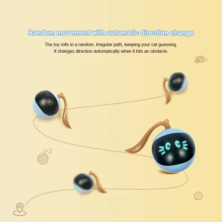 Glow & Go –The Smart Interactive Cat Ball Interactive Cat Ball Toys Fun Tracker USB Automatic Moving Rolling Chase Ball with Tail Smart Cat Playing Toy