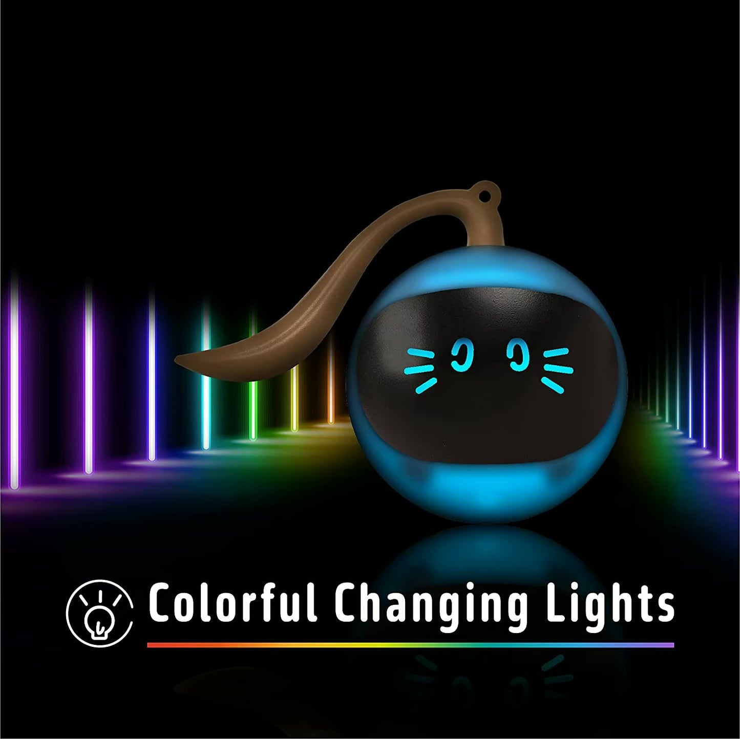 Glow & Go –The Smart Interactive Cat Ball Interactive Cat Ball Toys Fun Tracker USB Automatic Moving Rolling Chase Ball with Tail Smart Cat Playing Toy