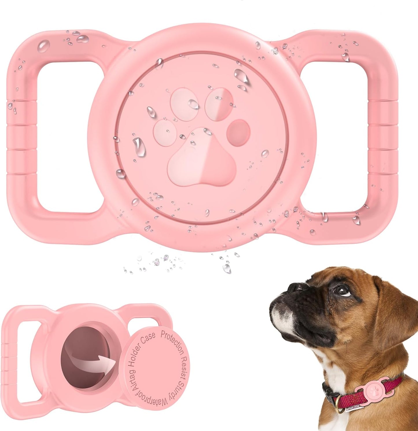 Airtag Dog Collar Holder Waterproof Silicone Full Body Covered Anti-Lost Protective Air Tag Holder for Pet Collar