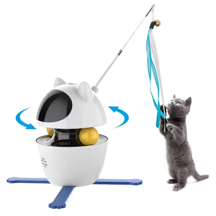 Galaxy Ball 4-in-1 – The Smartest Cat Toy in the Universe 4 in 1 Funny Robot Ball Wand Teaser Smart Laser Cat Automatic Toys Feather Interactive Cat Toys Electronic