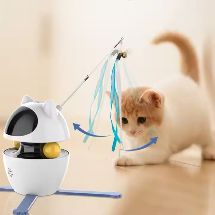 Galaxy Ball 4-in-1 – The Smartest Cat Toy in the Universe 4 in 1 Funny Robot Ball Wand Teaser Smart Laser Cat Automatic Toys Feather Interactive Cat Toys Electronic