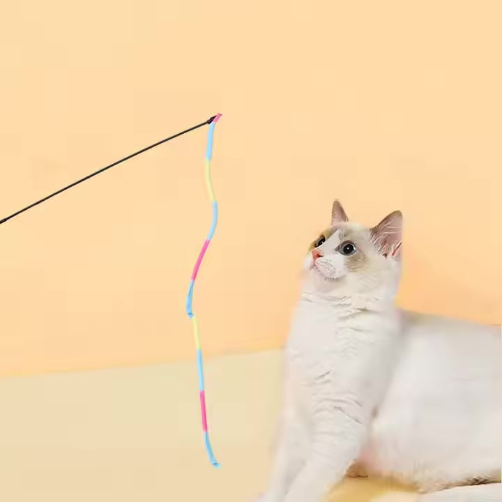 Rainbow Chase Wand β The Classic Toy, Reimagined, Rainbow Wand Toys Colorful Cat String Kitten Toys Interactive Cat Teaser Ribbon Charmer Stick for Indoor Cats Kitty
