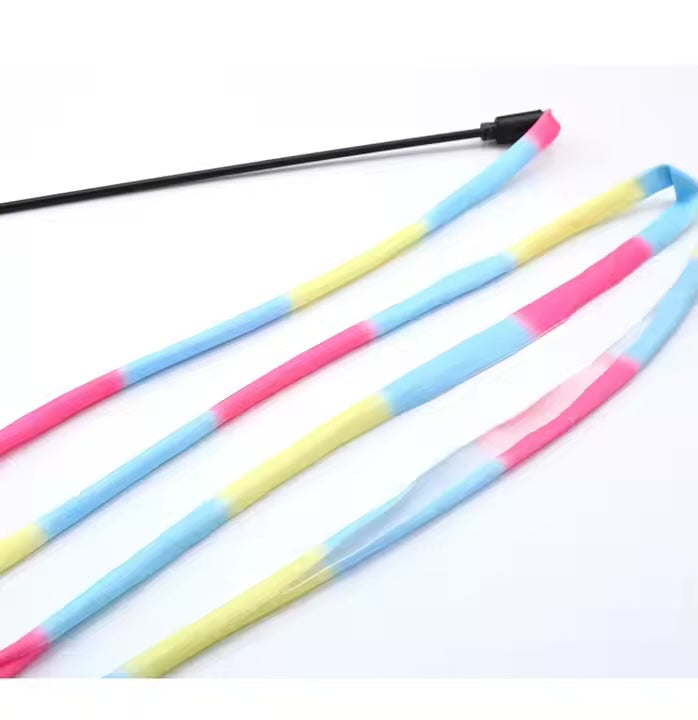 Rainbow Chase Wand β The Classic Toy, Reimagined, Rainbow Wand Toys Colorful Cat String Kitten Toys Interactive Cat Teaser Ribbon Charmer Stick for Indoor Cats Kitty