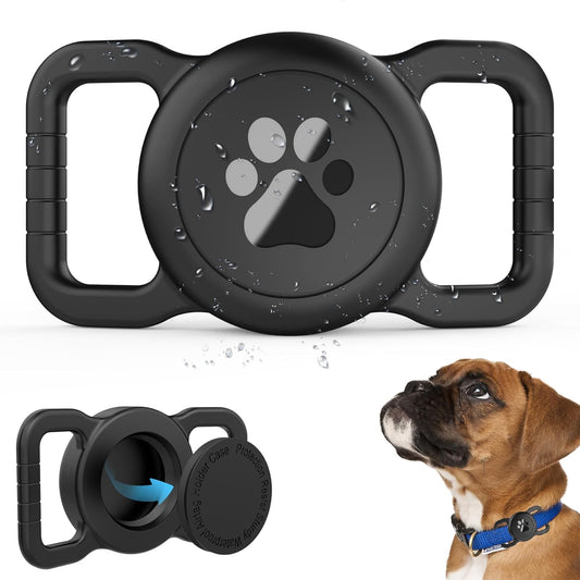 Airtag Dog Collar Holder Waterproof Silicone Full Body Covered Anti-Lost Protective Air Tag Holder for Pet Collar