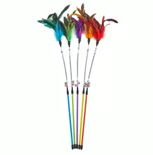 FeatherFlex Wand – Spring into Playtime Premium Spring With Bell Cat Wand Interactive Cat Teasing Stick Toys With Feather Tease Cat and Kitty