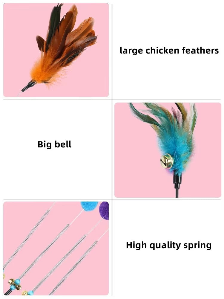 FeatherFlex Wand β Spring into Playtime Premium Spring With Bell Cat Wand Interactive Cat Teasing Stick Toys With Feather Tease Cat and Kitty