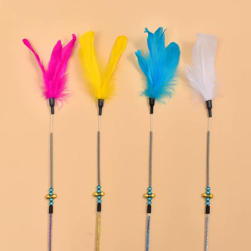 FeatherFlex Wand β Spring into Playtime Premium Spring With Bell Cat Wand Interactive Cat Teasing Stick Toys With Feather Tease Cat and Kitty