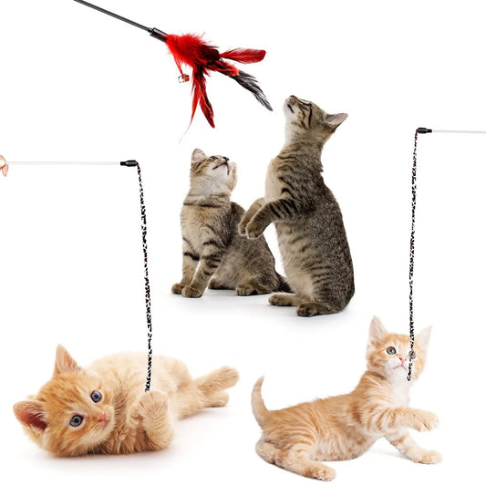FeatherFlex Wand – Spring into Playtime Premium Spring With Bell Cat Wand Interactive Cat Teasing Stick Toys With Feather Tease Cat and Kitty