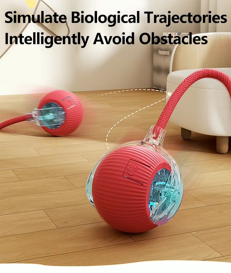 Speedy Ball with Tail Cat Toy, Smart Interactive Toys for Bored Indoor Cats, Automatic Rolling Ball 2.0 Enrichment, Turbo Electric Self Moving Flying 3.0, Electronic Rollie Pet Chase Games