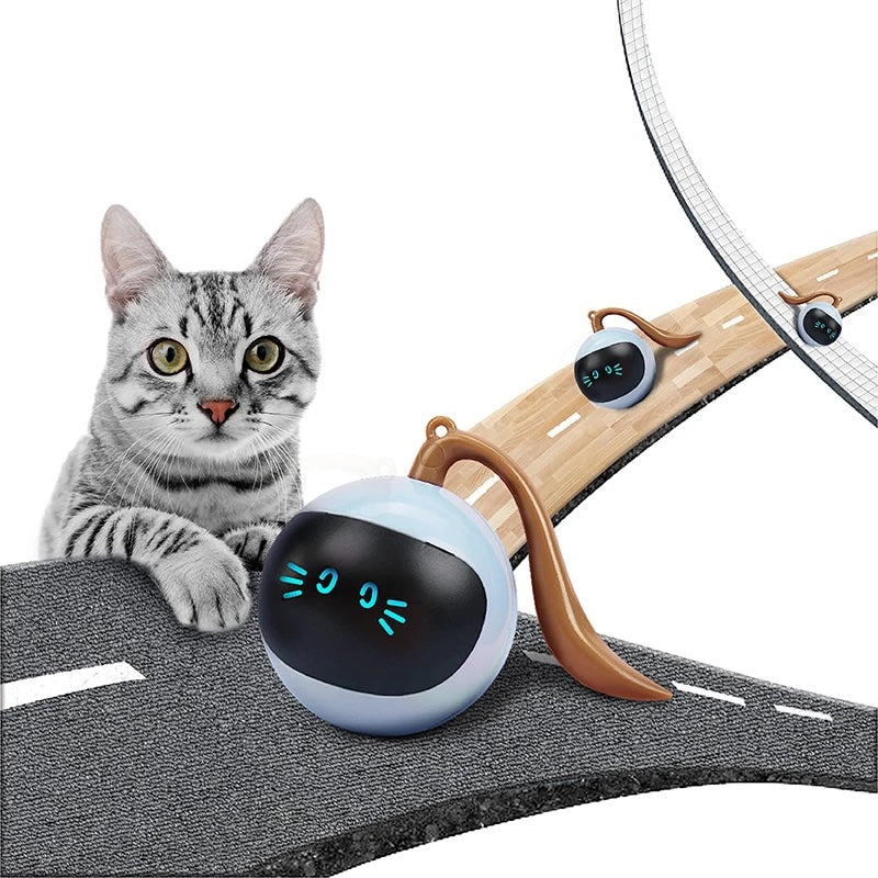 Glow & Go –The Smart Interactive Cat Ball Interactive Cat Ball Toys Fun Tracker USB Automatic Moving Rolling Chase Ball with Tail Smart Cat Playing Toy