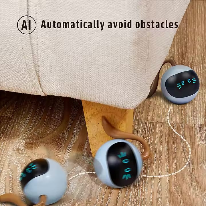 Glow & Go –The Smart Interactive Cat Ball Interactive Cat Ball Toys Fun Tracker USB Automatic Moving Rolling Chase Ball with Tail Smart Cat Playing Toy