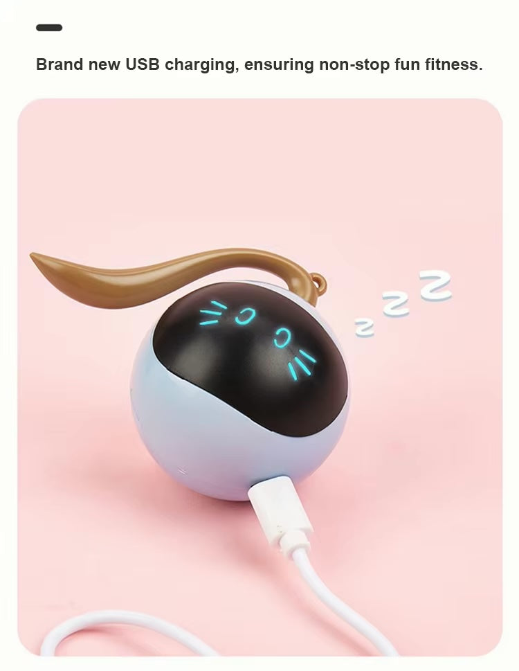 Glow & Go –The Smart Interactive Cat Ball Interactive Cat Ball Toys Fun Tracker USB Automatic Moving Rolling Chase Ball with Tail Smart Cat Playing Toy