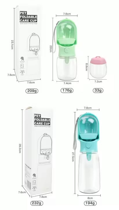 Portable Drinking Water Bottle with Food Container Outdoor Puppy Pet Travel Walking Hiking Water Bottle Pet Foldable Care Cup