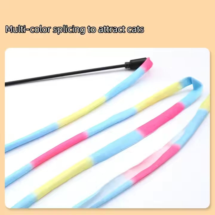 Rainbow Chase Wand – The Classic Toy, Reimagined, Rainbow Wand Toys Colorful Cat String Kitten Toys Interactive Cat Teaser Ribbon Charmer Stick for Indoor Cats Kitty